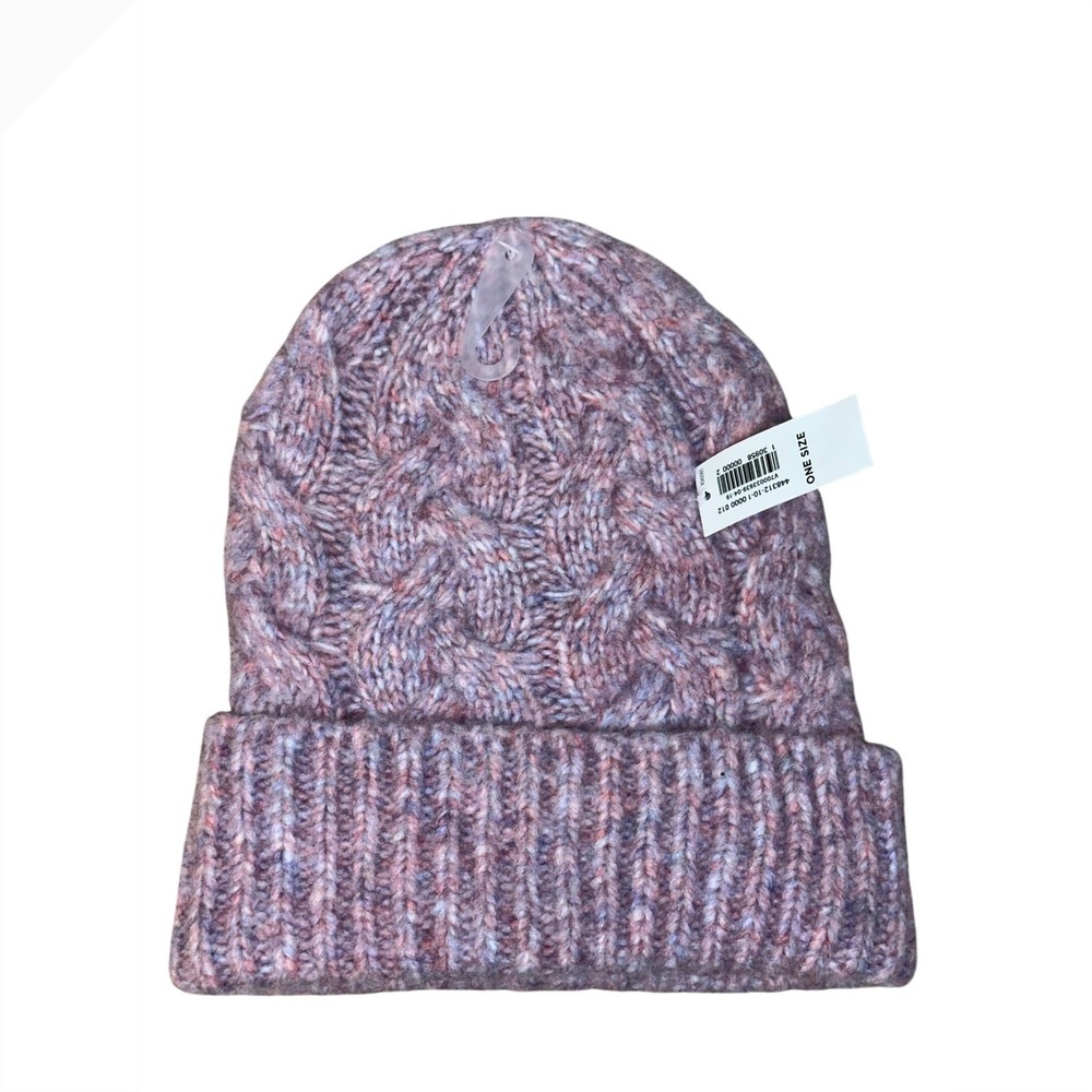 Old Navy Womens Cable Knit Beanie Marled Purple Pink Blue‎ Winter Hat 448312 NEW